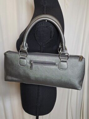 Primeware Insulated Wine Clutch Bag Single Bottle Tote Gray Shimmer Purse